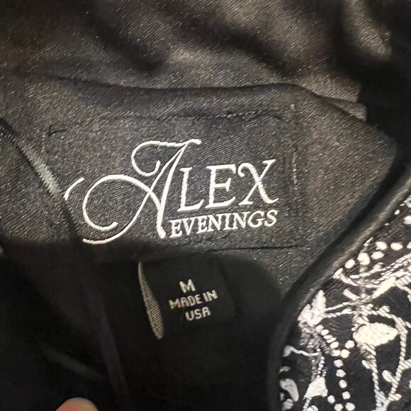 ALEX EVENINGS Women's Textured Mandarin Neck Glitter Knit 3/4 Sleeve Size M - Picture 6 of 7